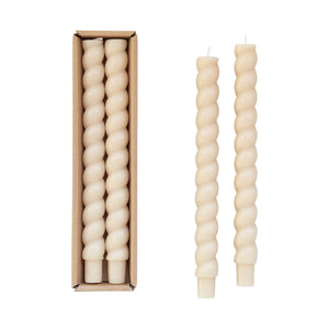 Cream Twisted Taper Candles S/2