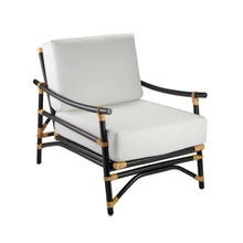 Load image into Gallery viewer, Black Rattan &amp; Cream Wicker Chair