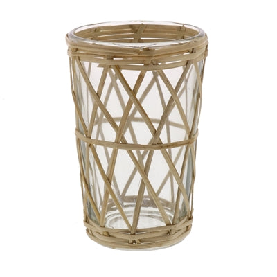 Cane Votive Cris Cross Weave