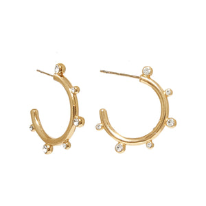 Crystal Gold Cate Hoop Earrings