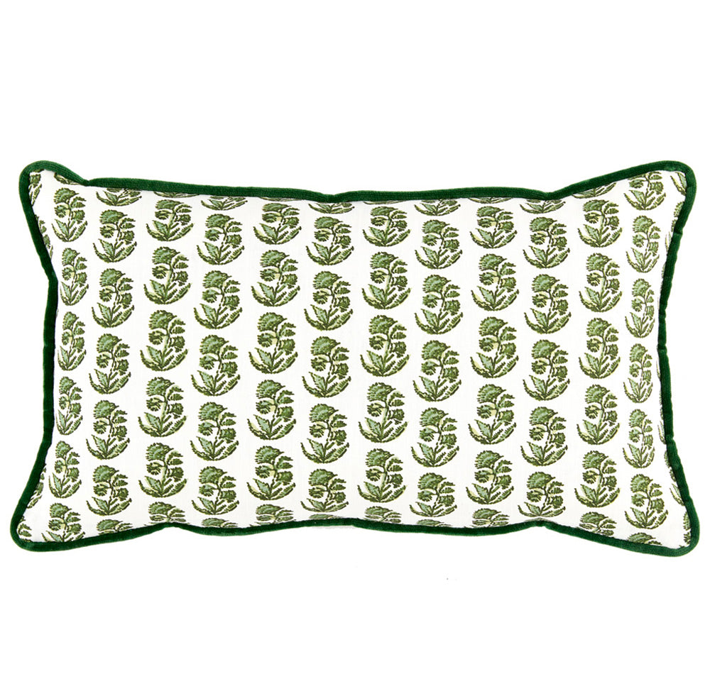 Emerald Flowers Lumbar Pillow 13x22
