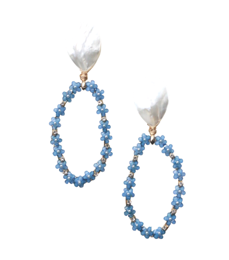 Elisa Oval Earrings Blue