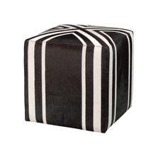 Load image into Gallery viewer, Espresso &amp; White Hide Stripe Ottoman