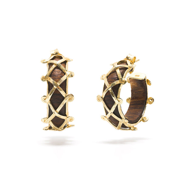 Teak Goddess Hoop Earrings