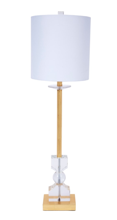 Thin Gold and Crystal Buffet Lamp