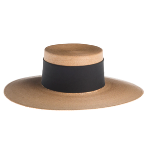 Tan Wide Brim Hat with Dark Band