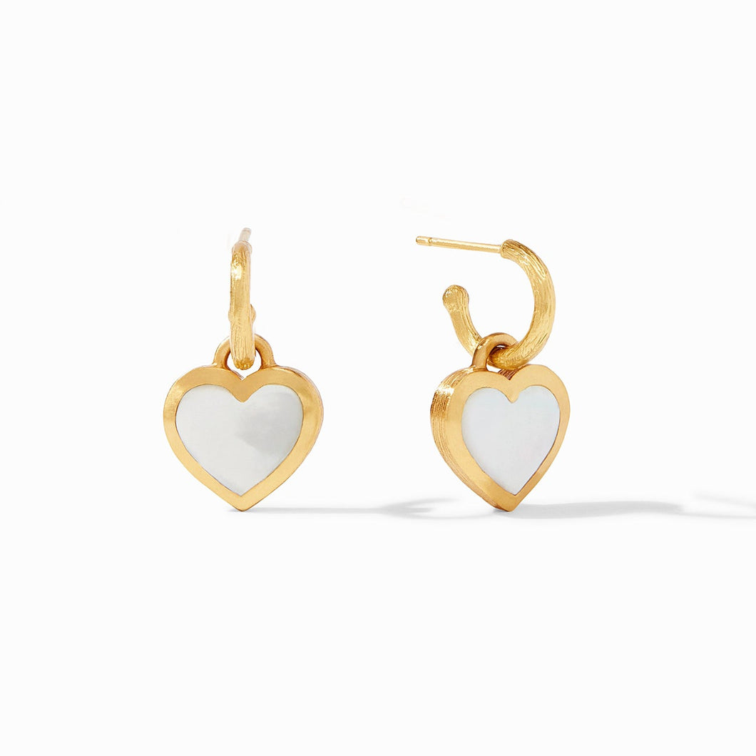 Pearl Heart Hoop & Charm Earrings