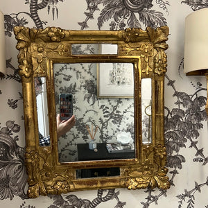 1800s Ornate Mirror with Floral Motif