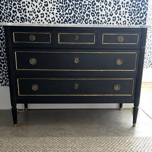 Black Painted Commode Brass Inlay