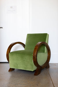Vintage Burled Rounded Armchair - sold as a pair