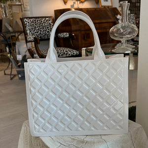 White Purse with Imprint Pattern