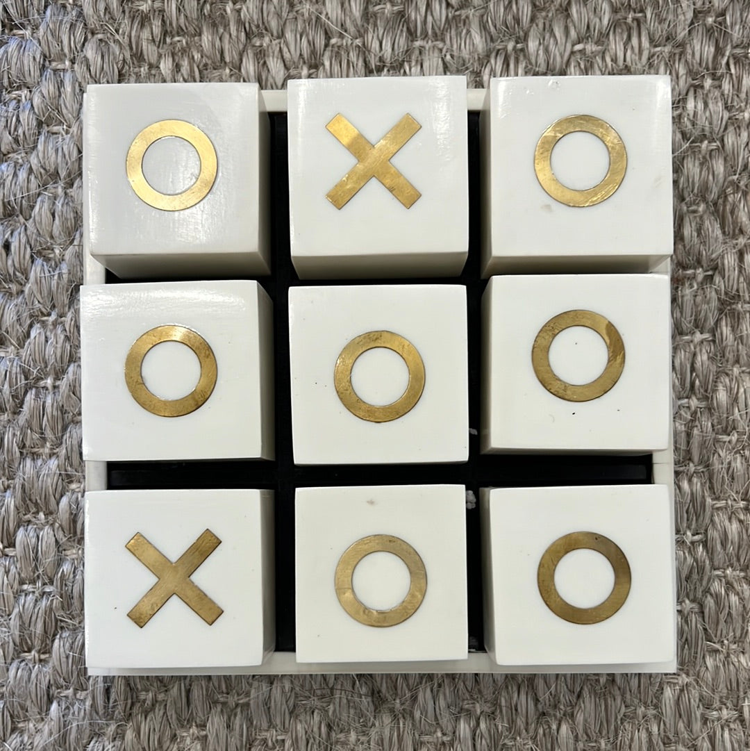 Tic Tac Toe White & Brass