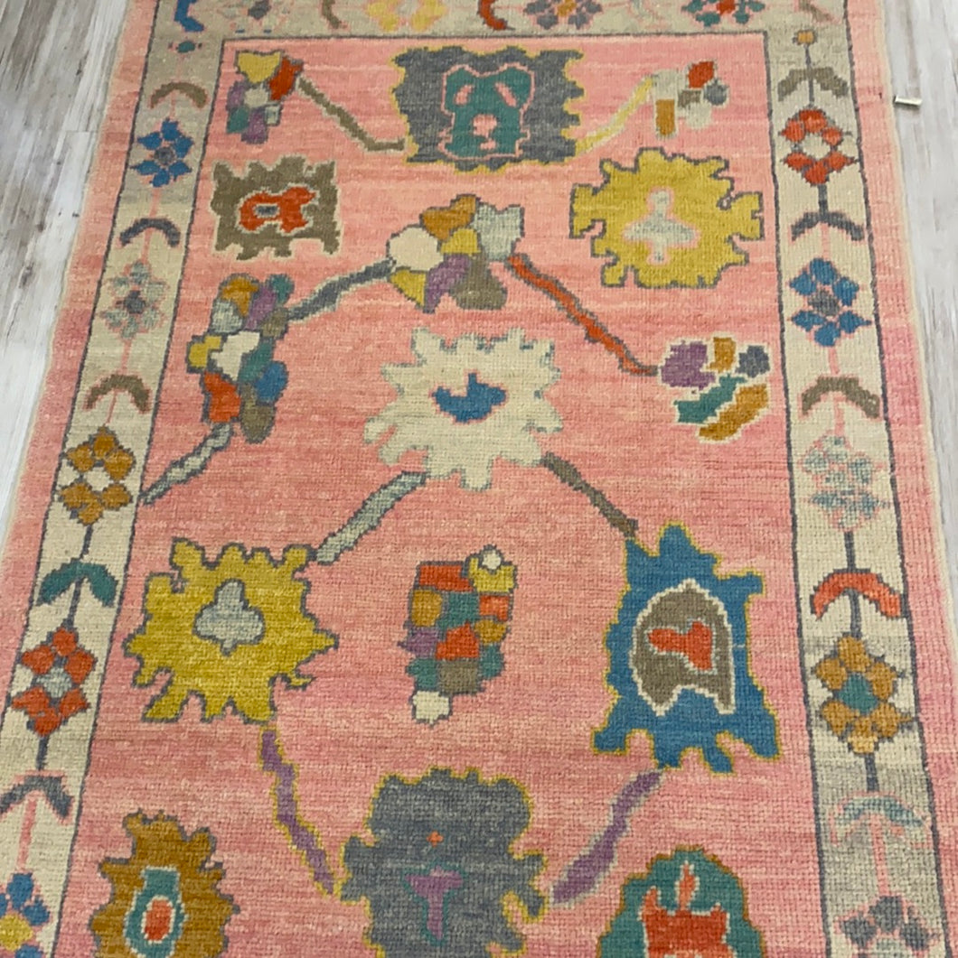 Pink Oushak T Rug 4 x 6-1