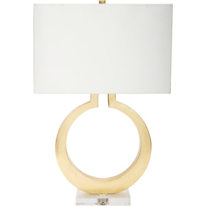 Gold Leaf Round Lamp with Crystal Base