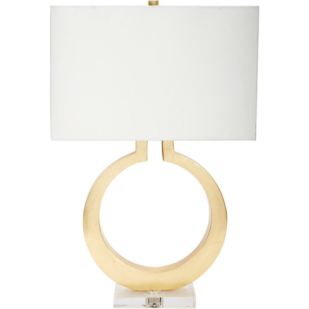 Gold Leaf Round Lamp with Crystal Base