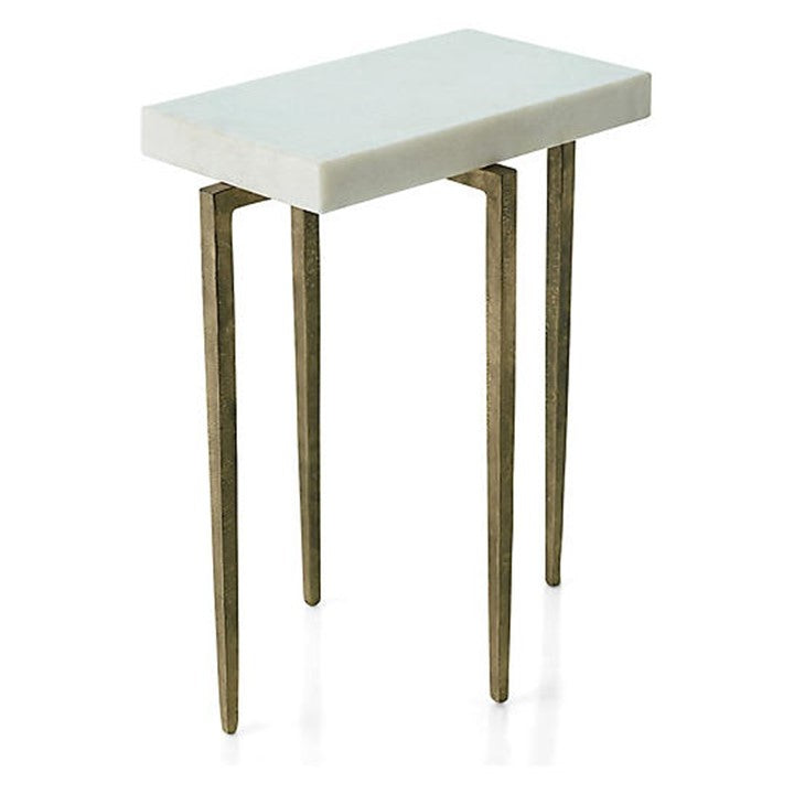 Antique Gold Table with Honed White Marble Top Table