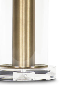 Brass Column Glass Surround Lamp