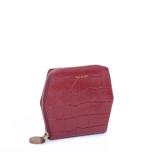 Mika Leather Wallet in Cherry Croc