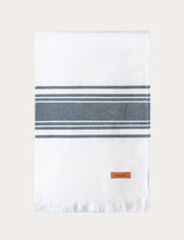 Load image into Gallery viewer, White and Denim Striped Towel