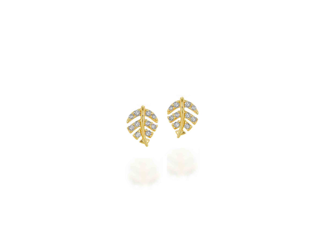 Diamond Palm Leaf Stud Earrings