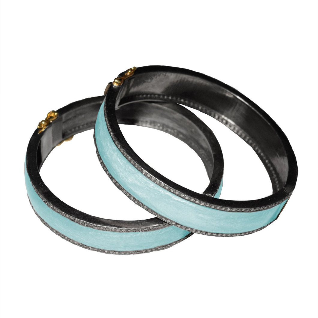 Pave & Pearl Turquoise Enamel Bracelet