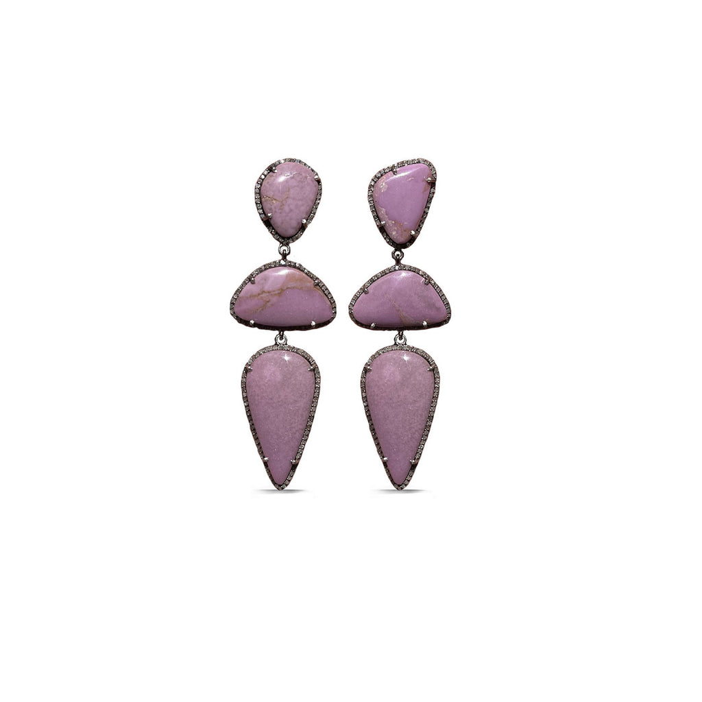 Pink Opal Triple Drop Earrings