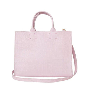 Pink Croc Print Leather Bag