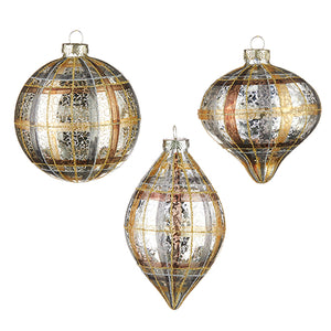 5.75" Plaid Mercury Glass Ornament