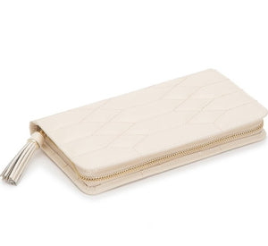 Ivory Quilted Leather Jewelry Portfolio