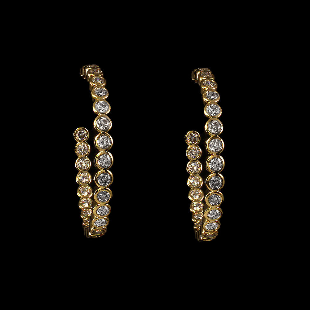 Gold & Clear Round CZ Hoops