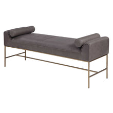 Load image into Gallery viewer, Slate Grey Leather Bench with Bolsters