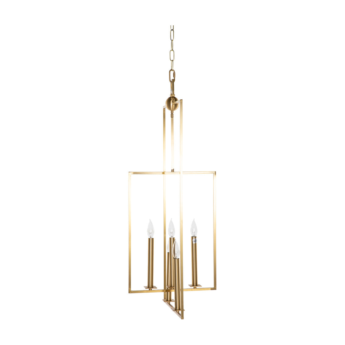 Slim Brass Rectangular Chandelier