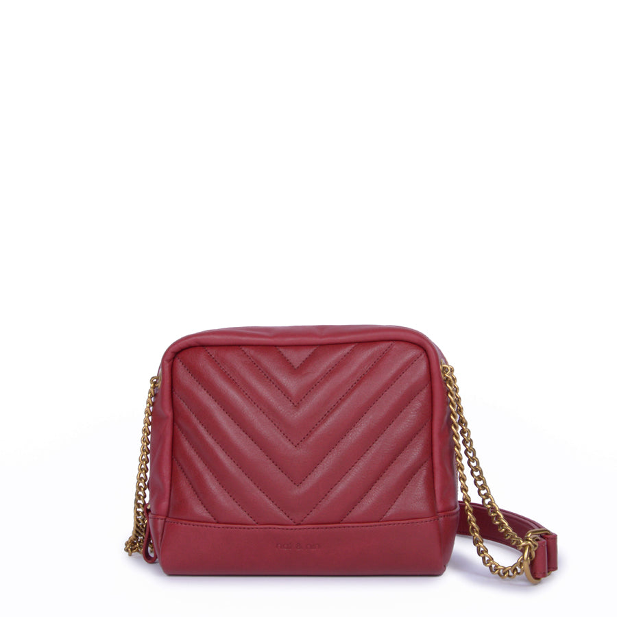 Rio Leather Shoulder Bag in Cherry