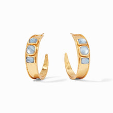 Load image into Gallery viewer, Chalcedony Blue Savoy Statement Hoop Earrings