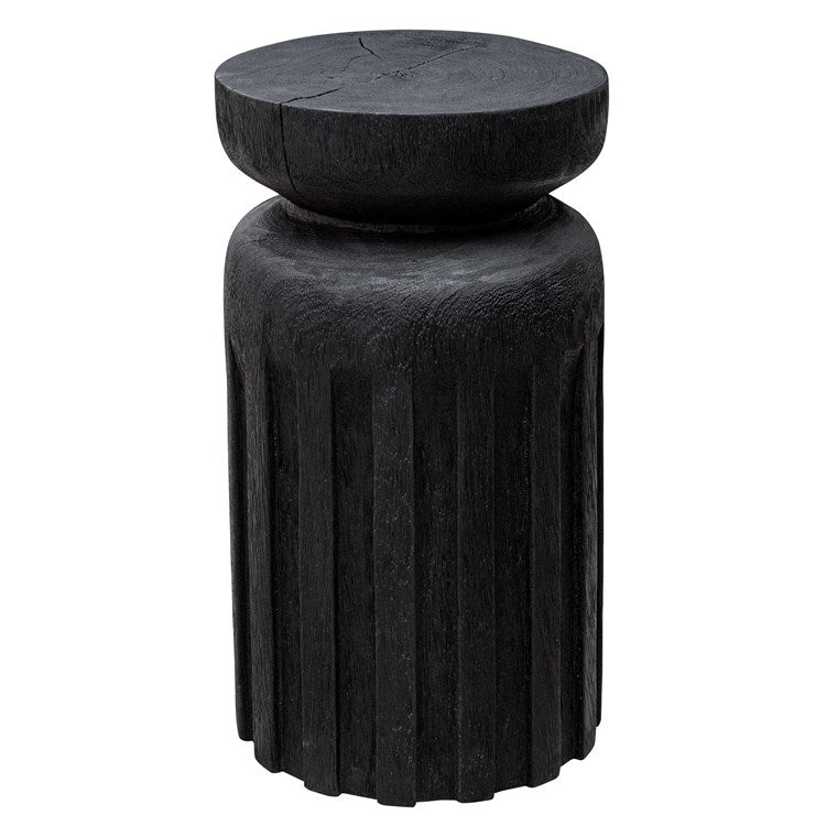 Short Black Wood Accent Table