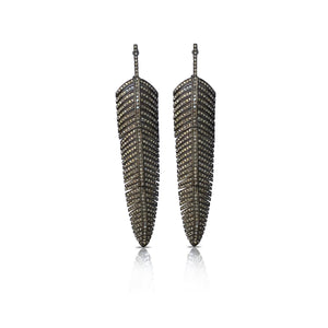 Small Full Pave Feather Earrings