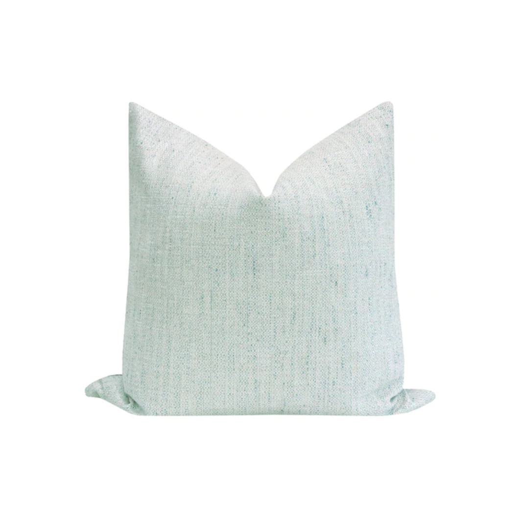 Spa Blue Metallic Linen Pillow