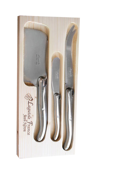 Laguiole Stainless Steel Cheese Utensils in Wood Box