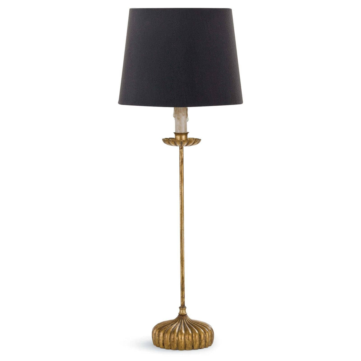 Brass Stem Buffet Lamp & Black Shade