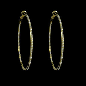 Gold/Clear Large Pave Hoops