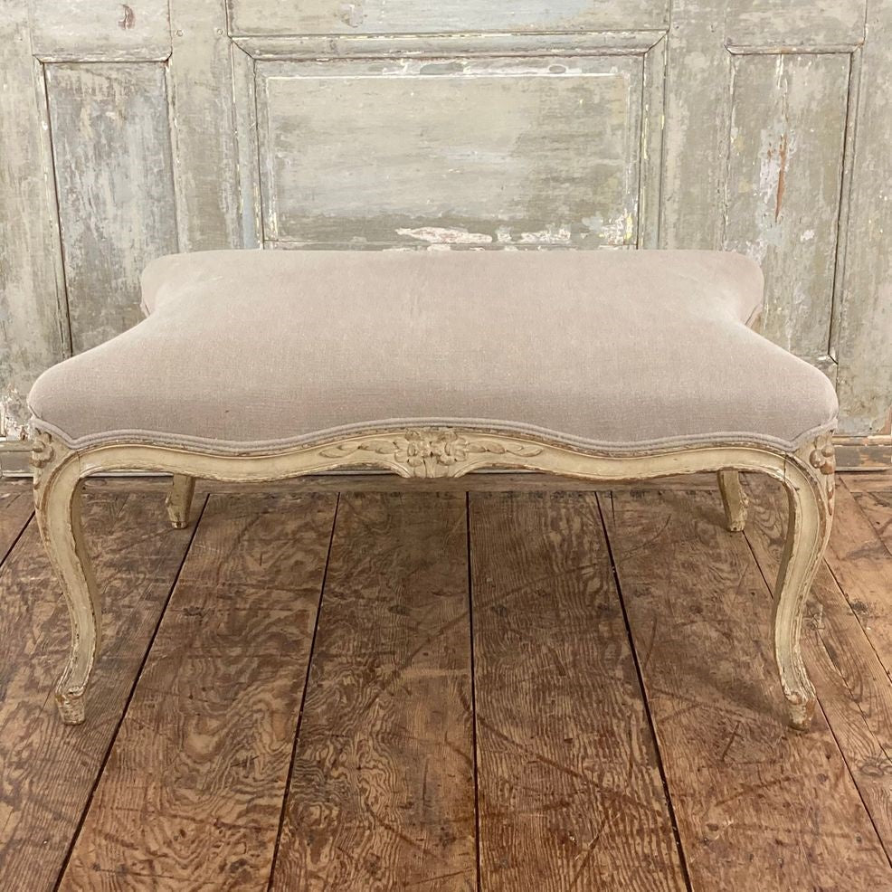 Louis XV-style painted and upholstered ottoman