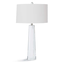 Load image into Gallery viewer, Tapered hex crystal lamp with white shade.
