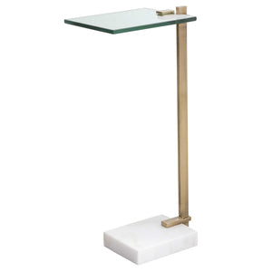 Glass Top Accent Table Marble Base