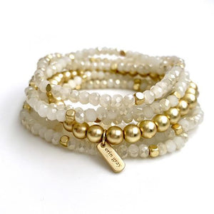 White/Gold Accent Stack Bracelet